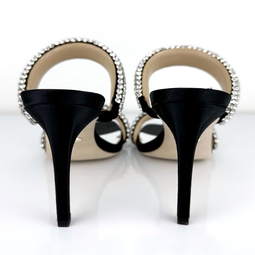 Badgley Mischka Women's Sade Jeweled Double Band Heeled Sandals Black Size 6 - Picture 9 of 12
